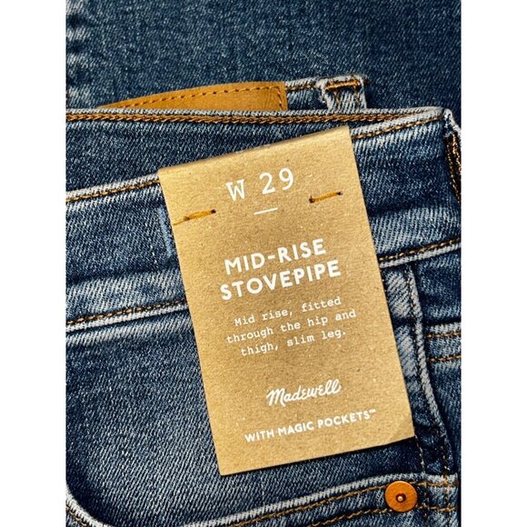 Madewell Womens Mid-Rise Stovepipe Jeans Size 29 NWT Harsdale Wash - Picture 6 of 9